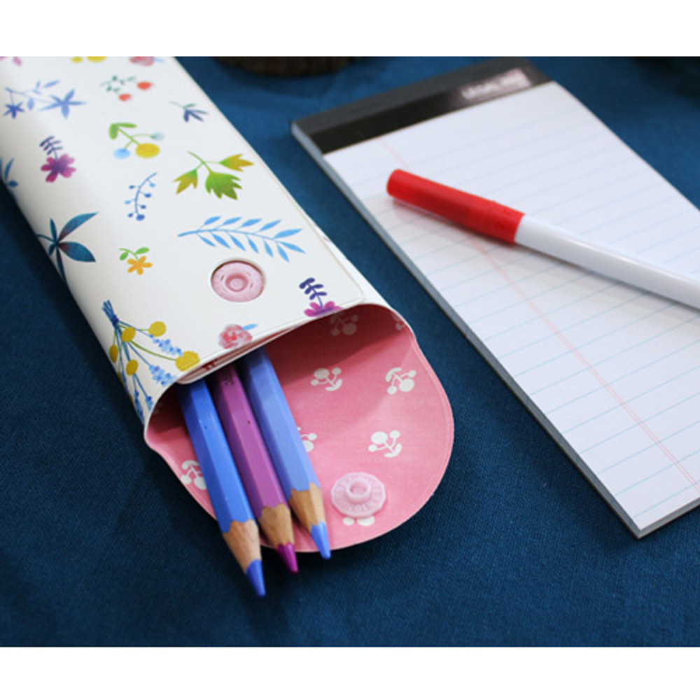 Detail of Cactus flower pattern folding pencil case
