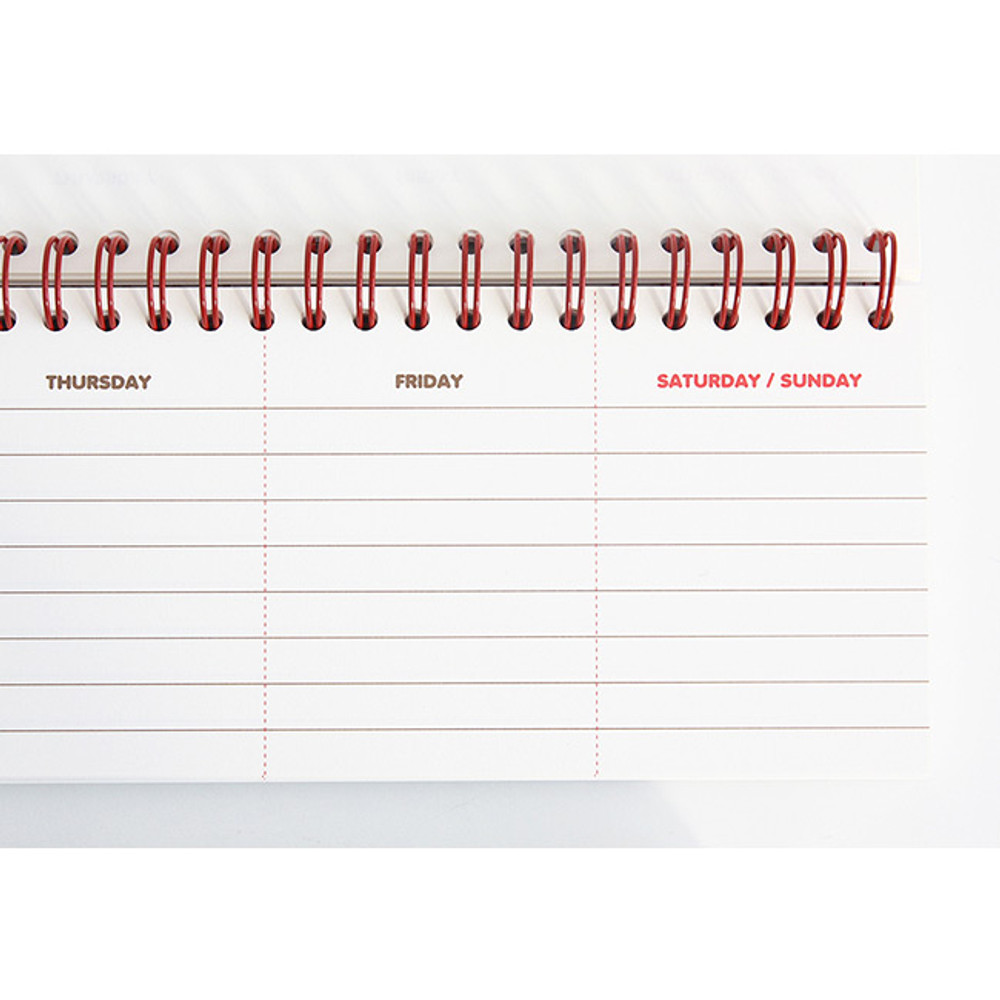Detail of Desk wirebound undated weekly planner