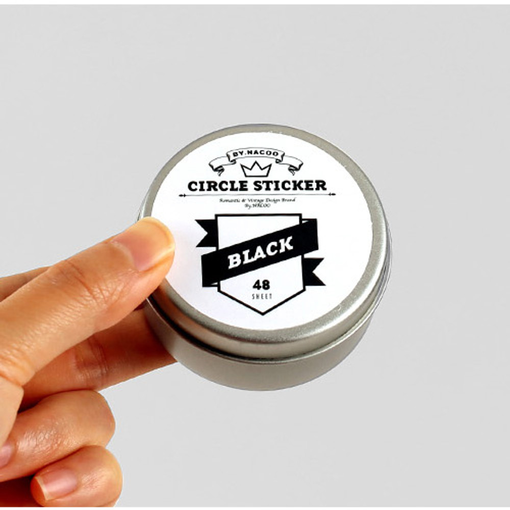 Tin case - Nacoo Black Circle Sticker Pack with Tin Case