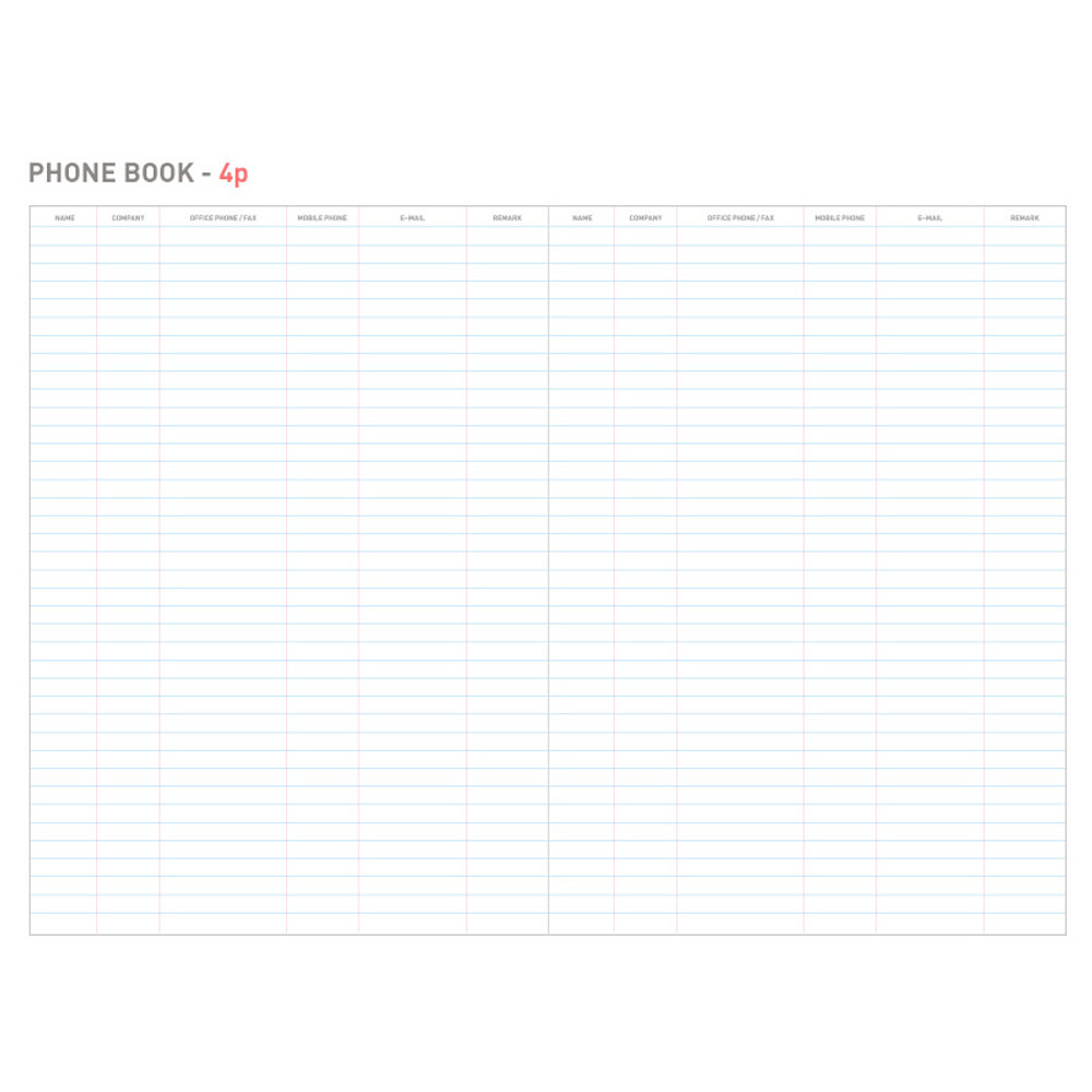 Phone book - The project undated planner