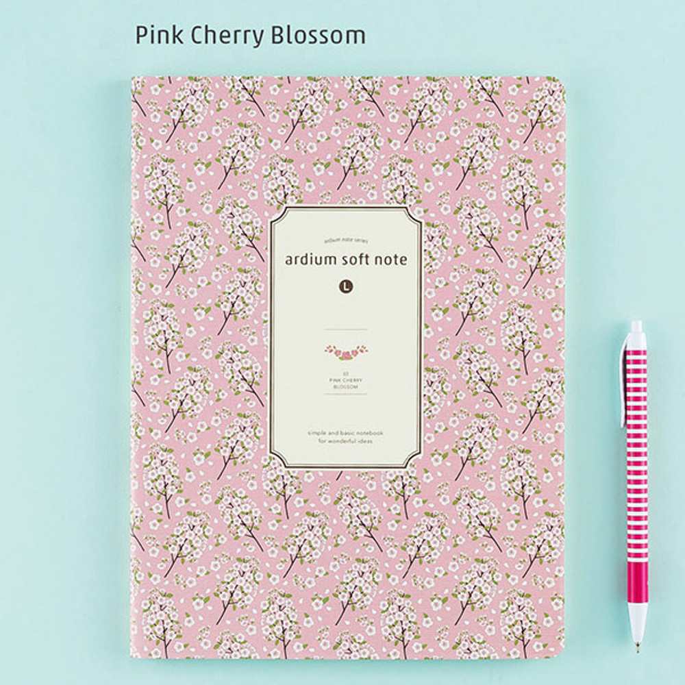 Pink cherry blossom - Soft pattern lined notebook large