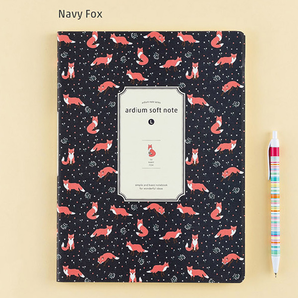 Navy fox - Soft pattern lined notebook large