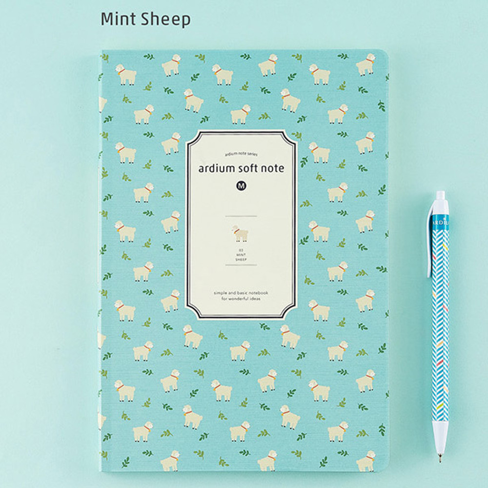 Mint sheep - Soft pattern lined notebook medium