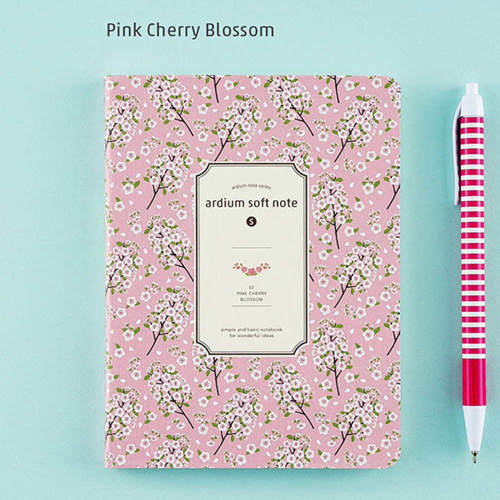 Pink cherry blossom - Soft pattern lined notebook small