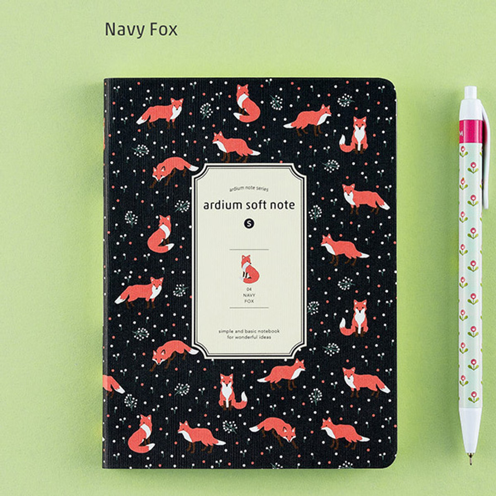 Navy fox - Soft pattern lined notebook small