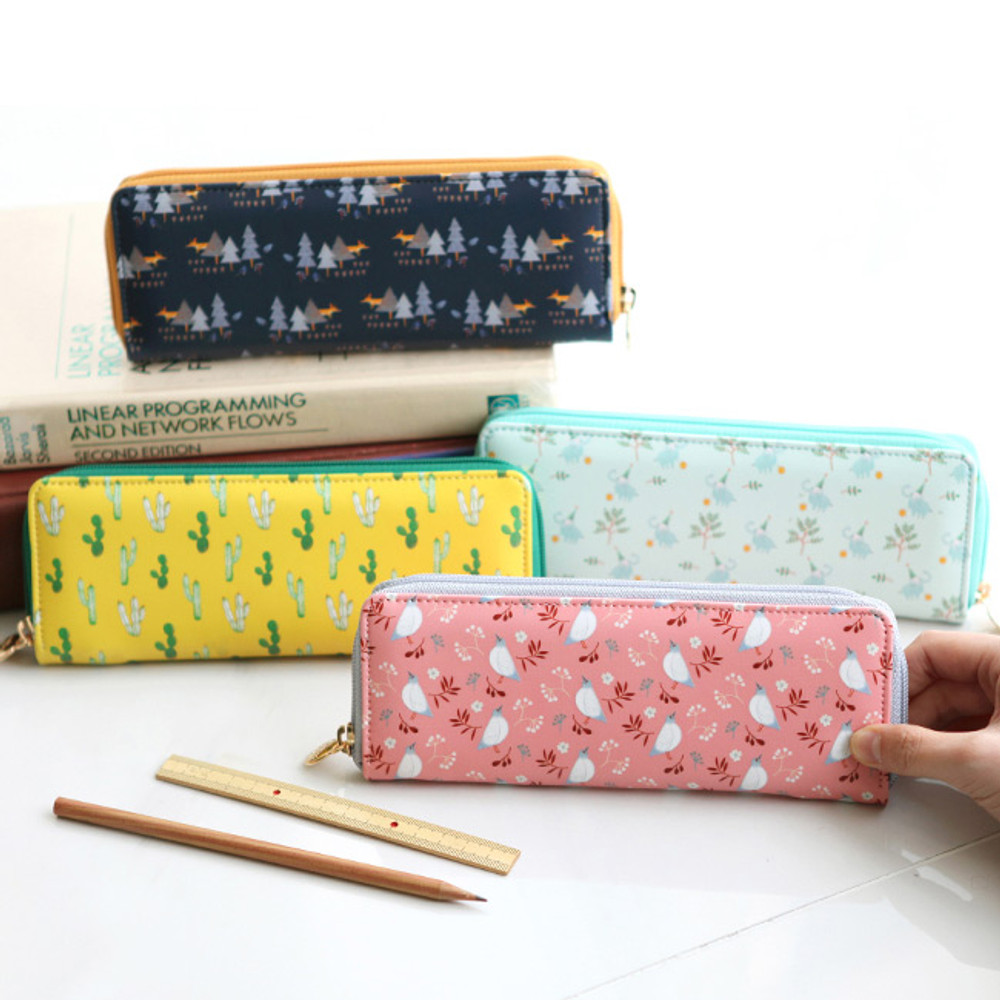 Skinny pencil case high quality long pencil pouch - Mustard