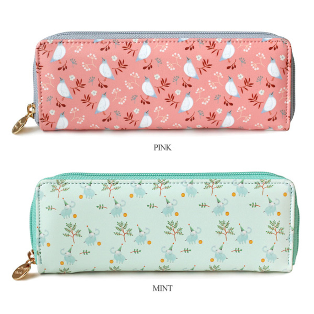 Cofest Long Polka Candy Colored Pencil Case Creative Canvas Pencil Case Cute Pencil Case Small Slim Pencil Case Slim Polka Dot Pencil Pouches Pink