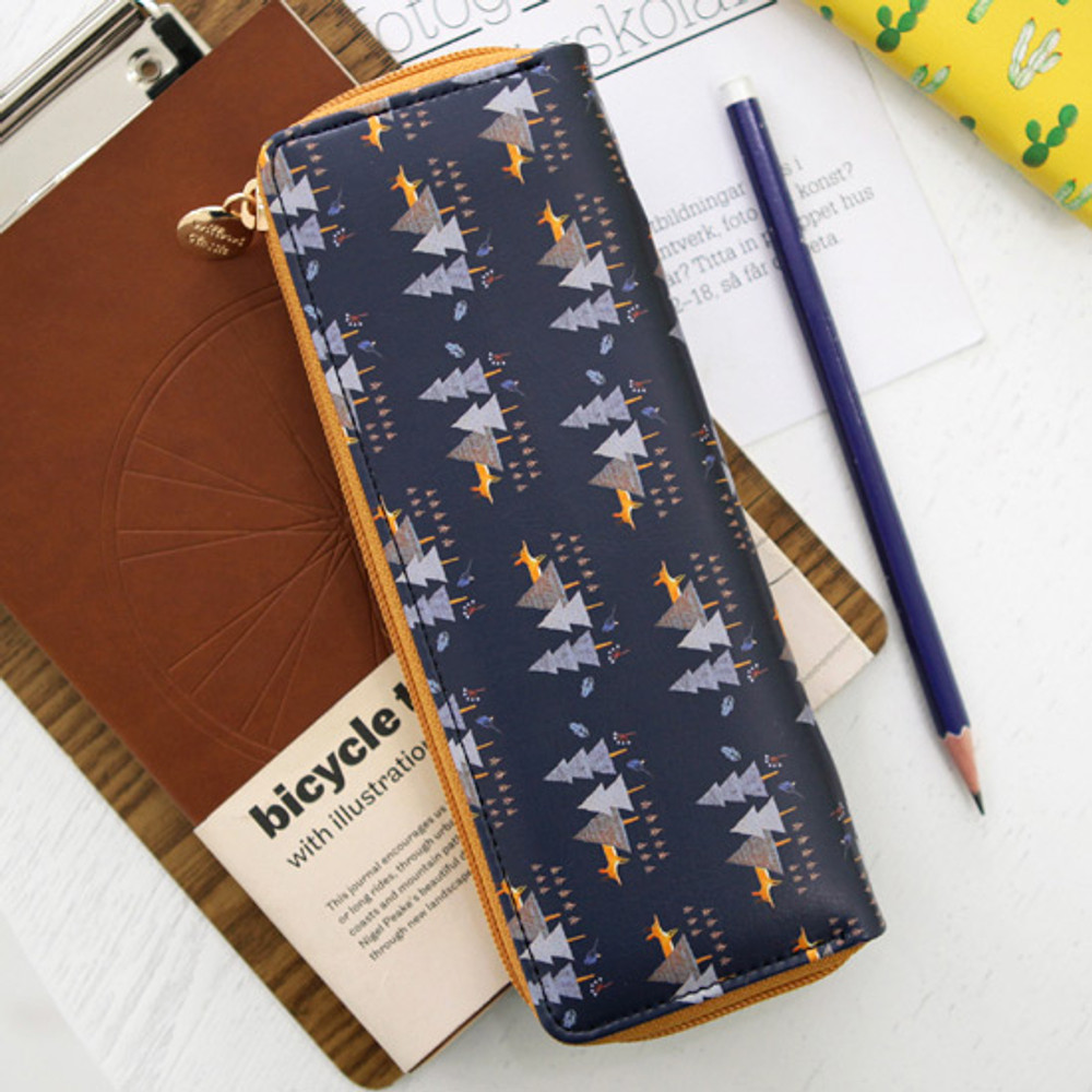 Indigo Willow story pattern big zipper pencil case - fallindesign