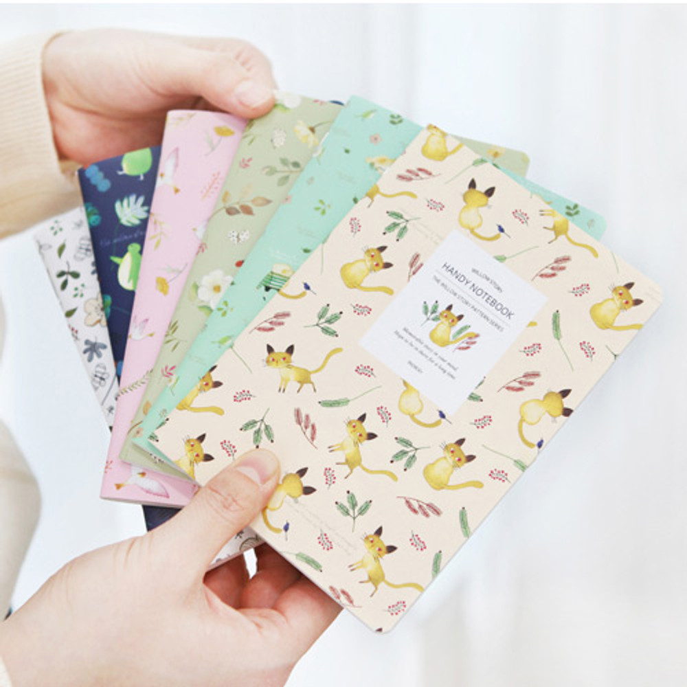 Willow story pattern small lined squared notebook