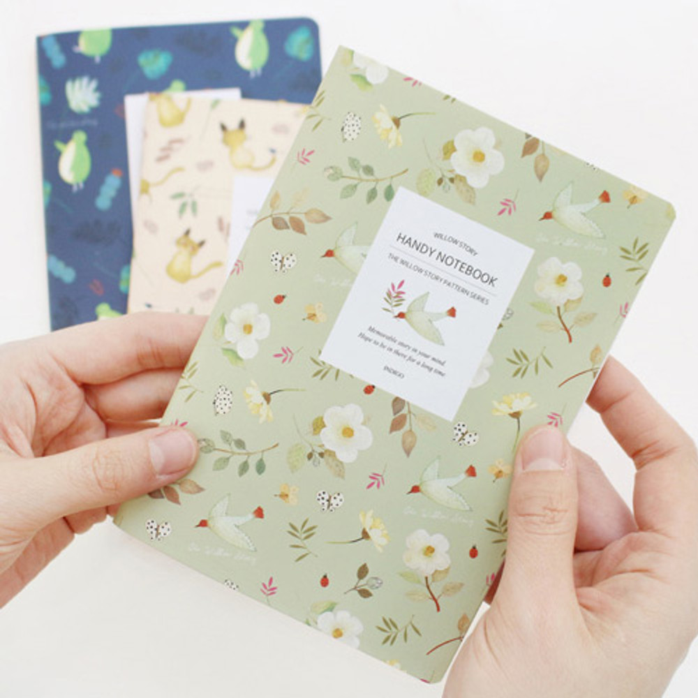 Willow story pattern small lined squared notebook