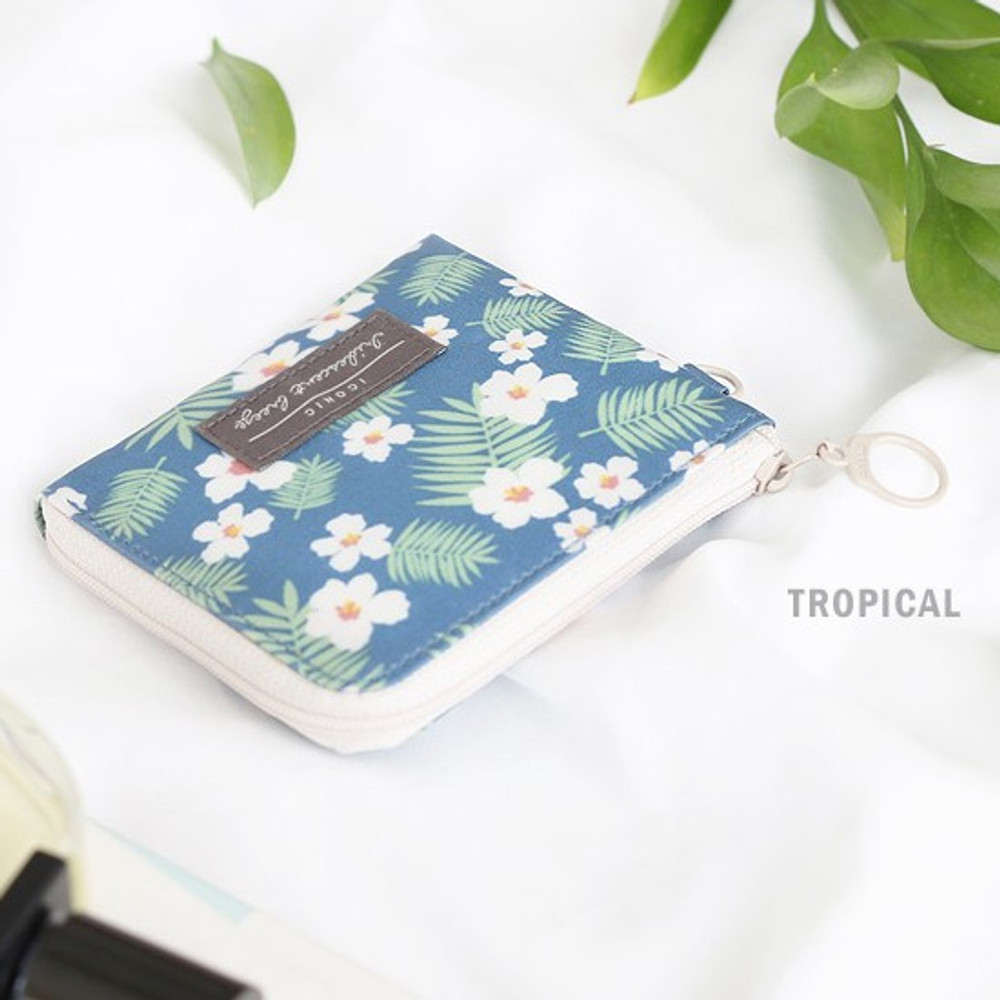 Tropical - Comely pattern half zip around wallet
