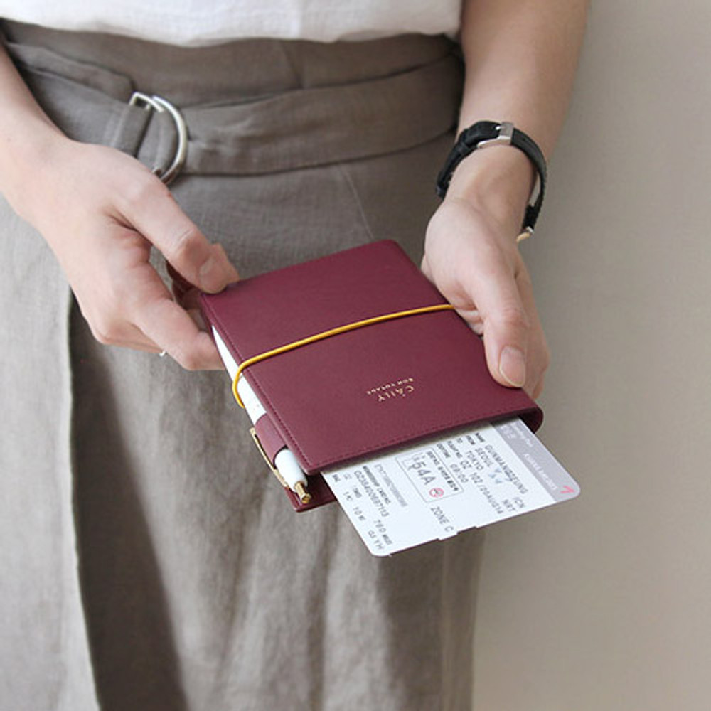 Burgundy - Caily bon voyage RFID blocking passport case 