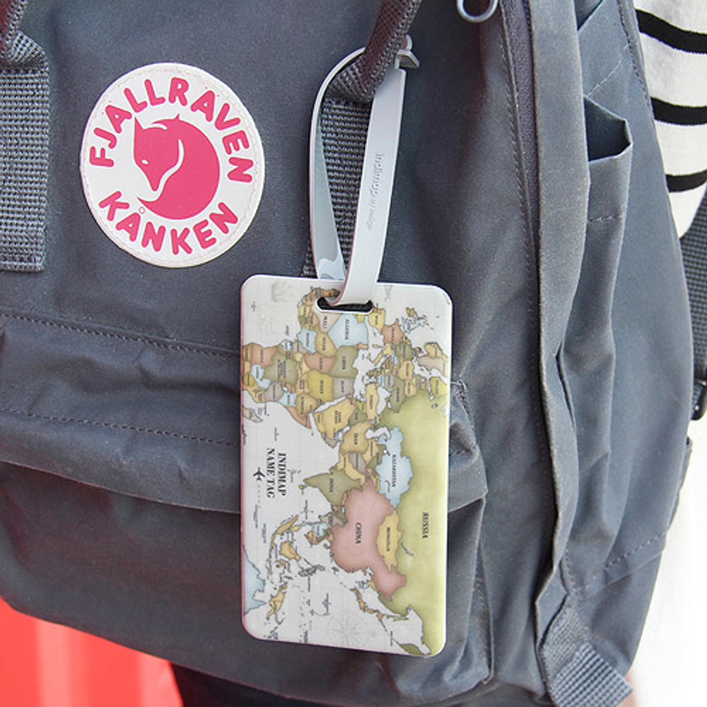 Pastel - World map travel luggage name tag 
