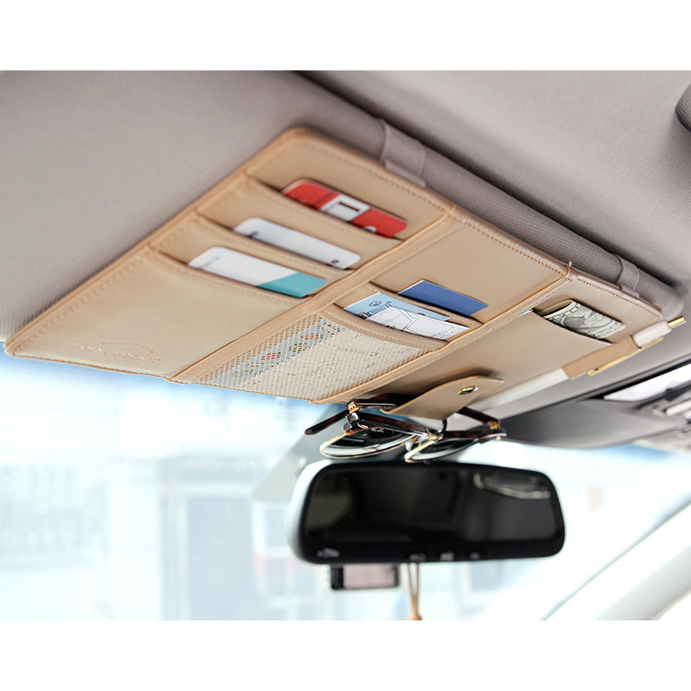 Beige - Wherever you go sun visor organizer