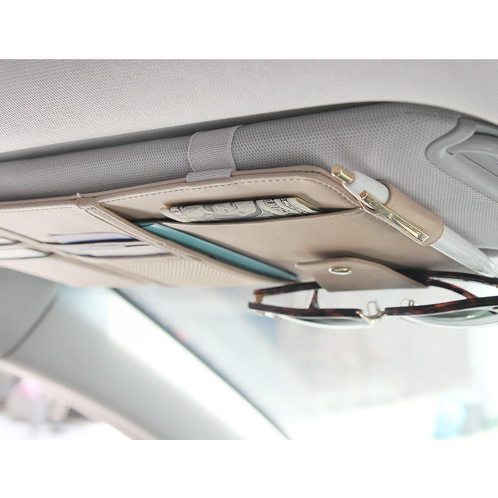 Beige - Wherever you go sun visor organizer