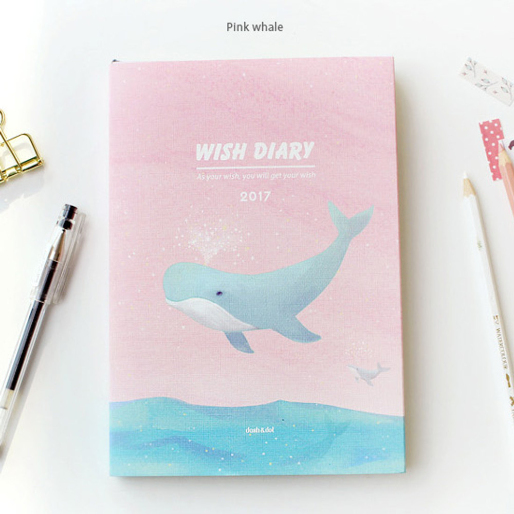 Pink whale - 2017 Dash and Dot Wish dated weekly diary