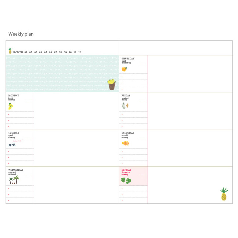 Weekly plan - Mellow pattern undated diary 