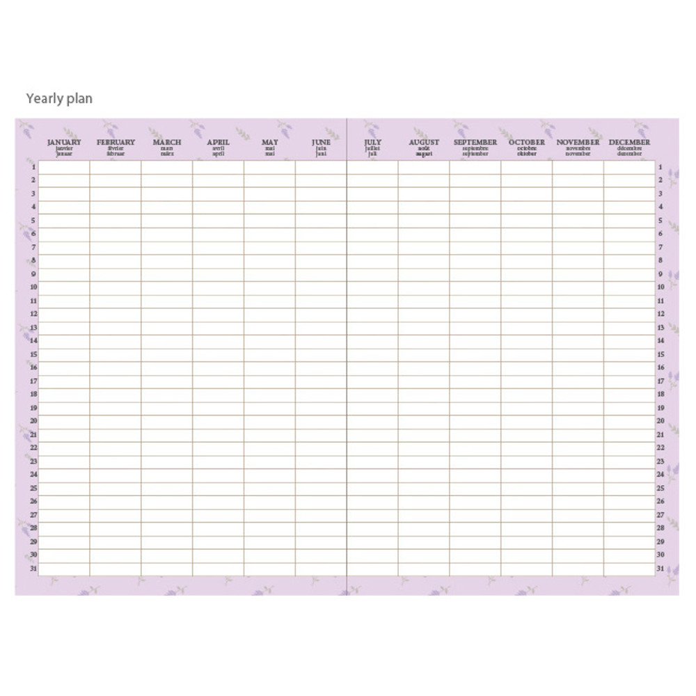 Yearly plan - Mellow pattern undated diary 