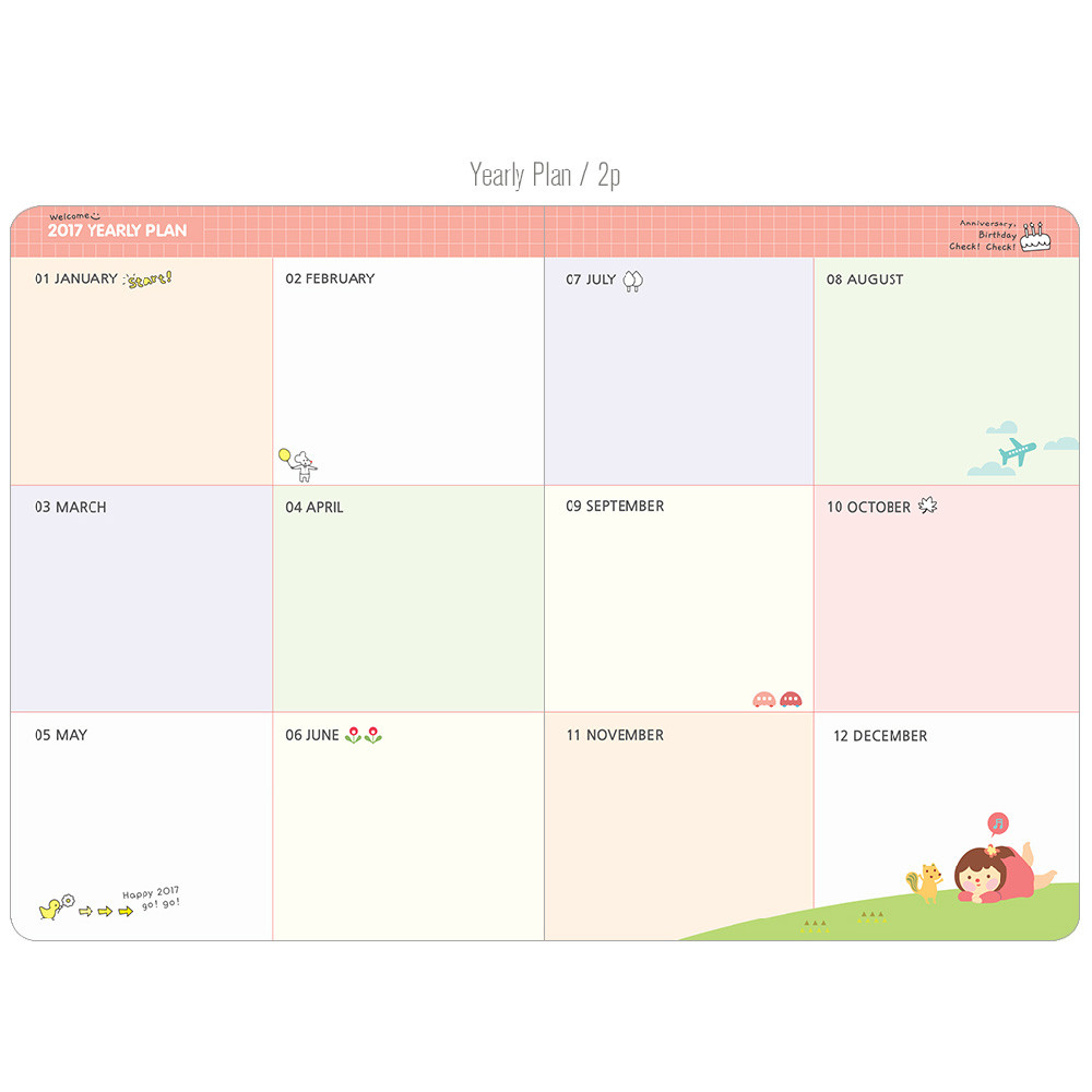 Yearly plan - 2017 Hello coco weekly dated diary