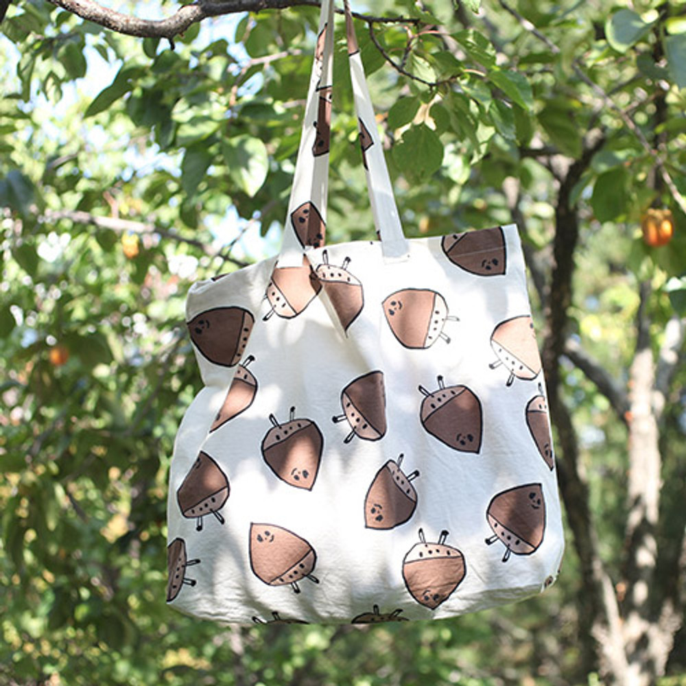 Chestnut - Jam Jam pattern cotton shopper tote bag 