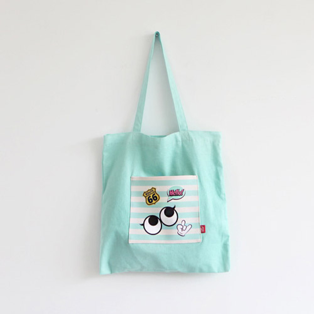 Mint - Afternoon Hello cotton shoulder tote bag