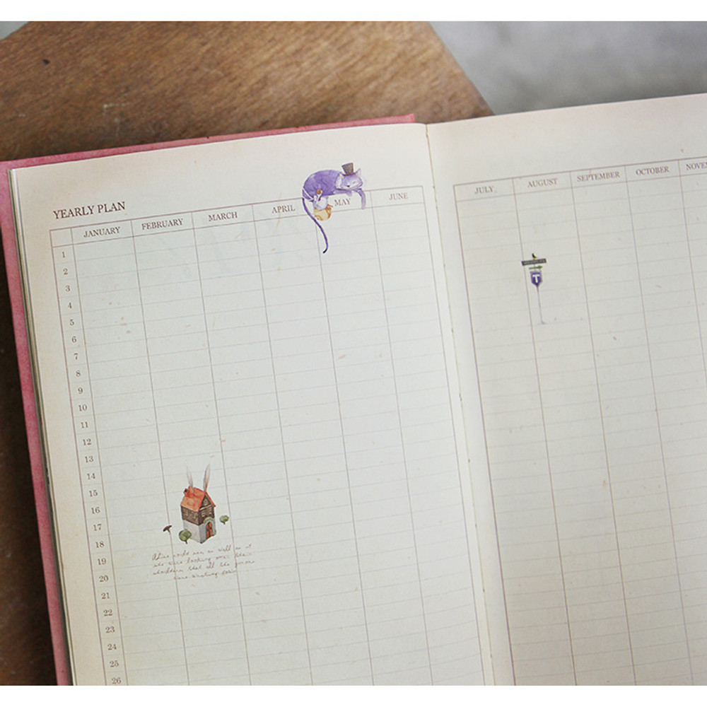 Yearly plan - Alice's adventures in wonderland undated diary