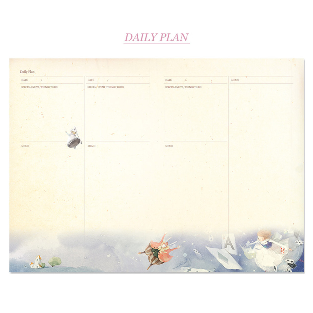 Daily plan - Alice's adventures in wonderland undated diary