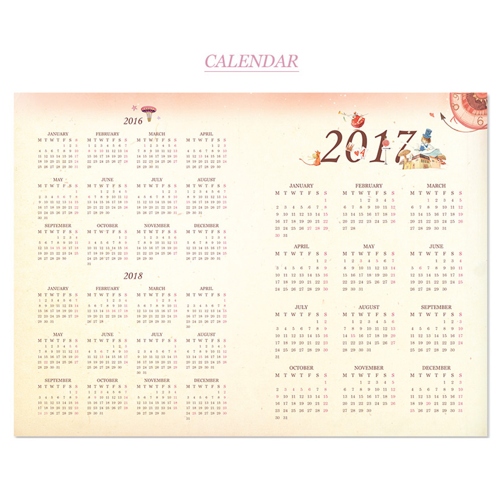 Calendar - Alice's adventures in wonderland undated diary