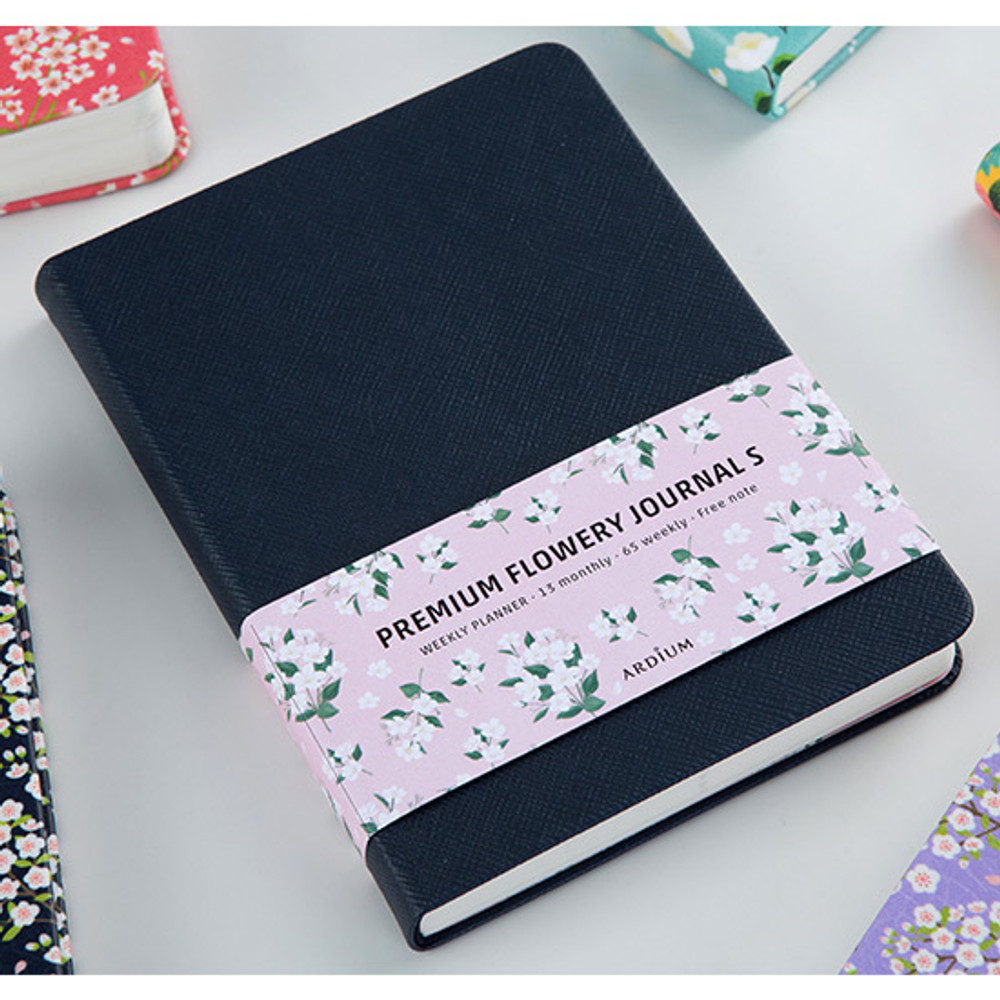  Ardium Premium flower pattern navy weekly undated small journal