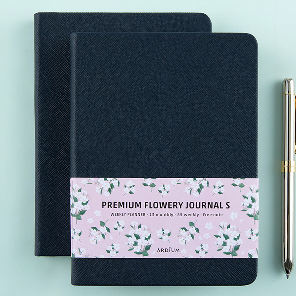  Ardium Premium flower pattern navy weekly undated small journal