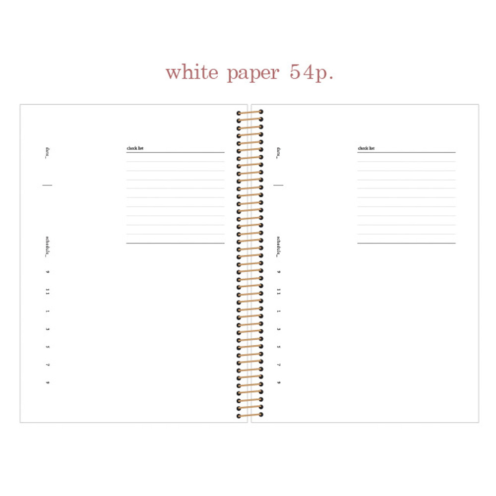 White paper - Slow and simple wirebound daily undated scheduler notebook