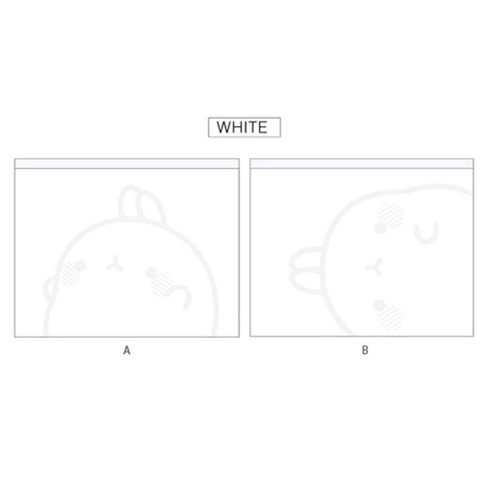 White - Bookcodi Molang zip lock large pouch
