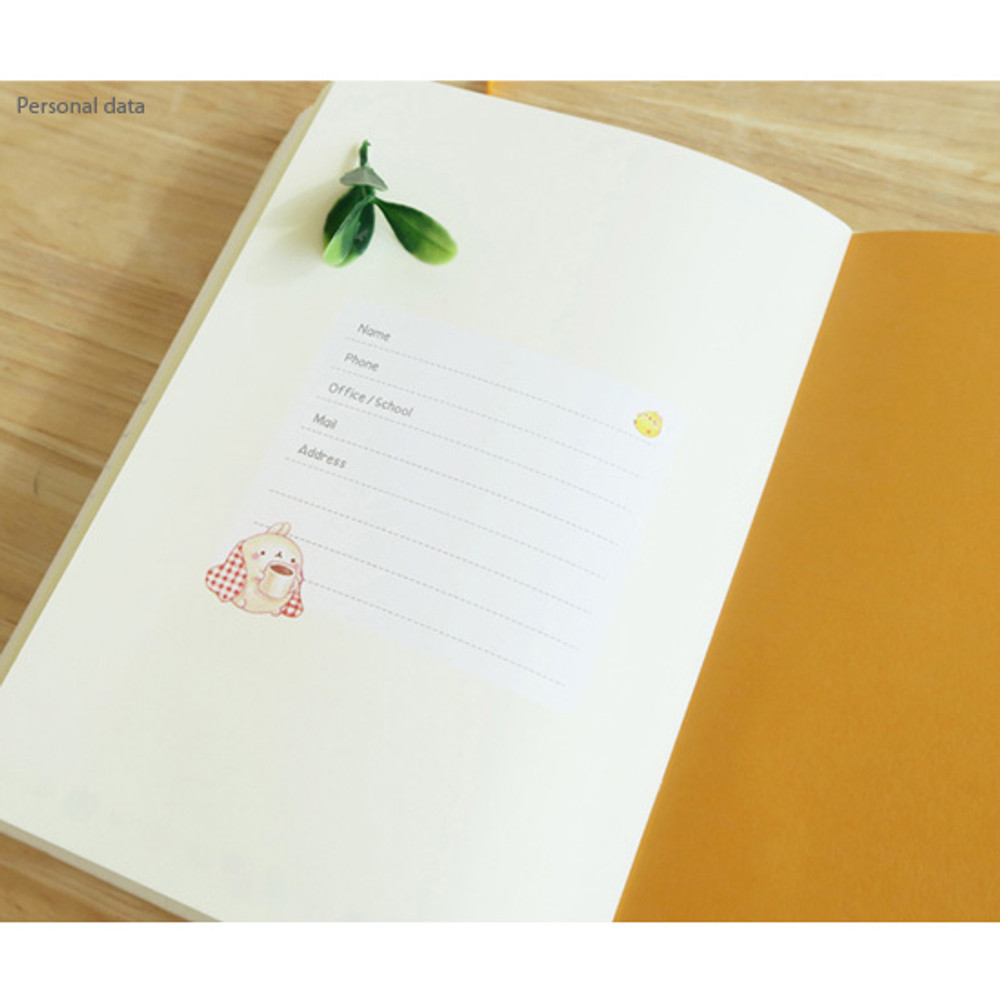 Personal data - Bookcodi Molang weekly undated diary scheduler 