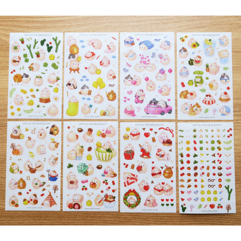 BOOKCODI Molang cute deco transparent sticker set ver.4 - fallindesign