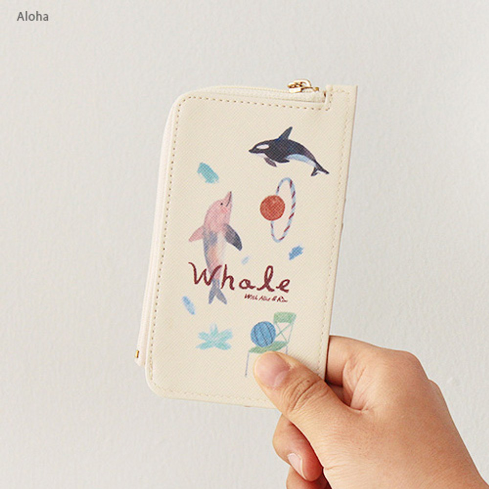 Aloha - Rim pattern coner zipper card case 