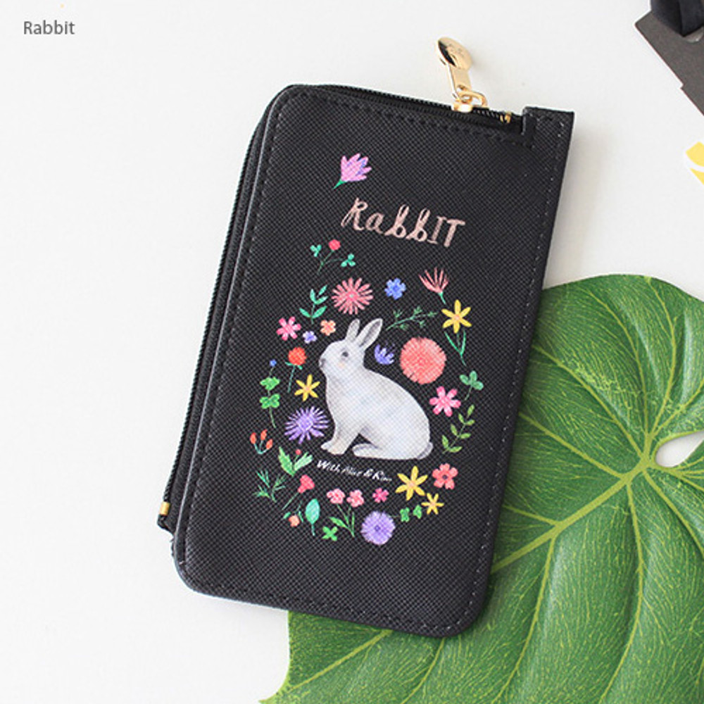 Rabbit - Rim pattern coner zipper card case 