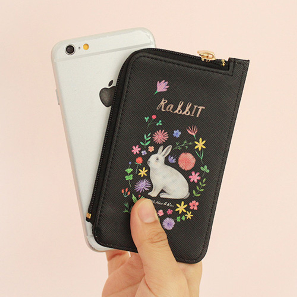 Rabbit - Rim pattern coner zipper card case 