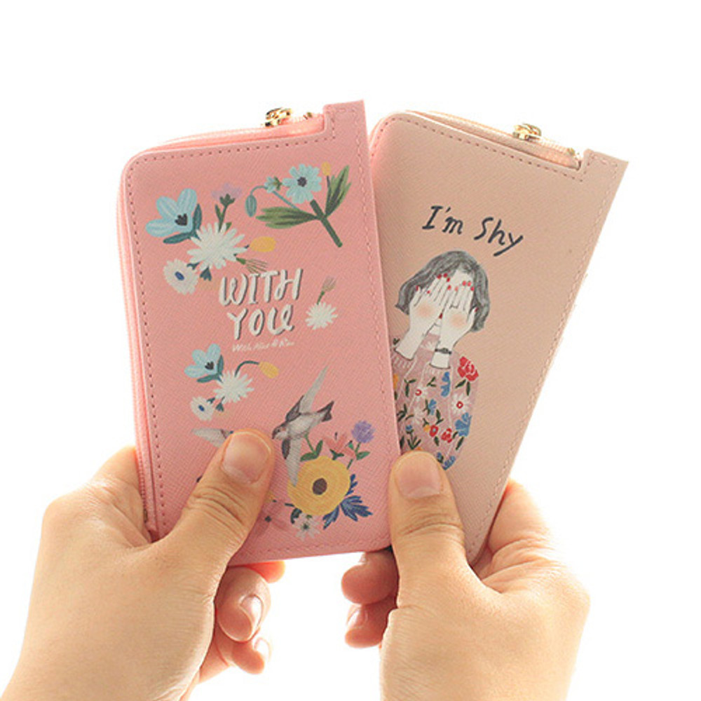 Rim pattern coner zipper card case 