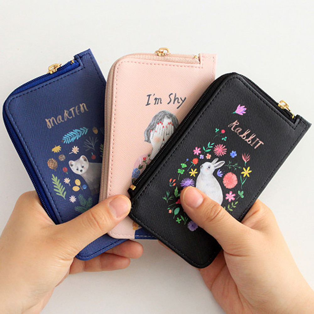 Rim pattern coner zipper card case 