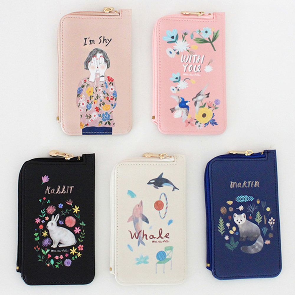 Rim pattern coner zipper card case 