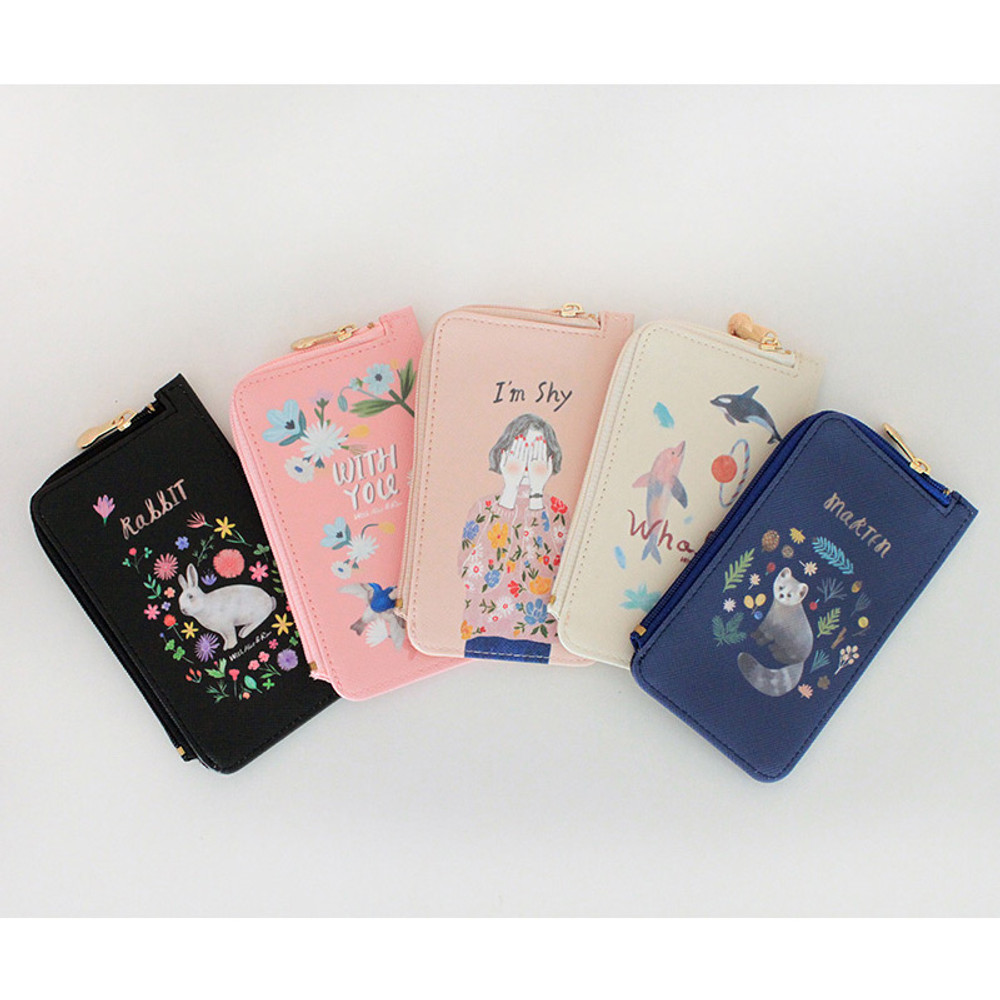 Rim pattern coner zipper card case 