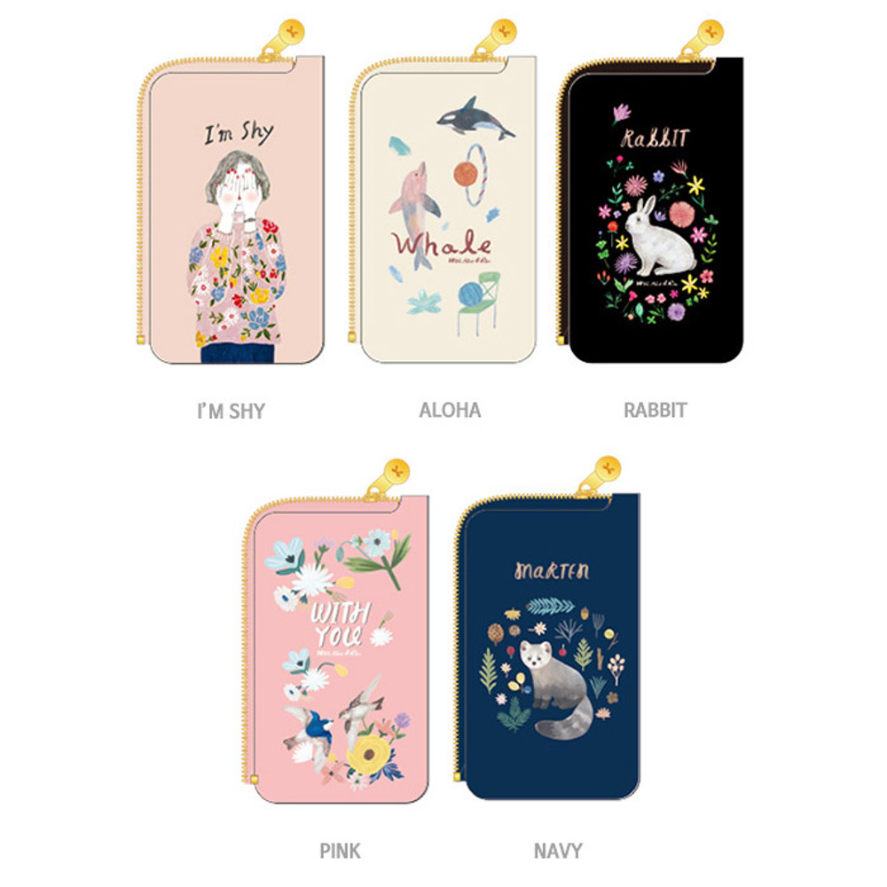 Rim pattern coner zipper card case 