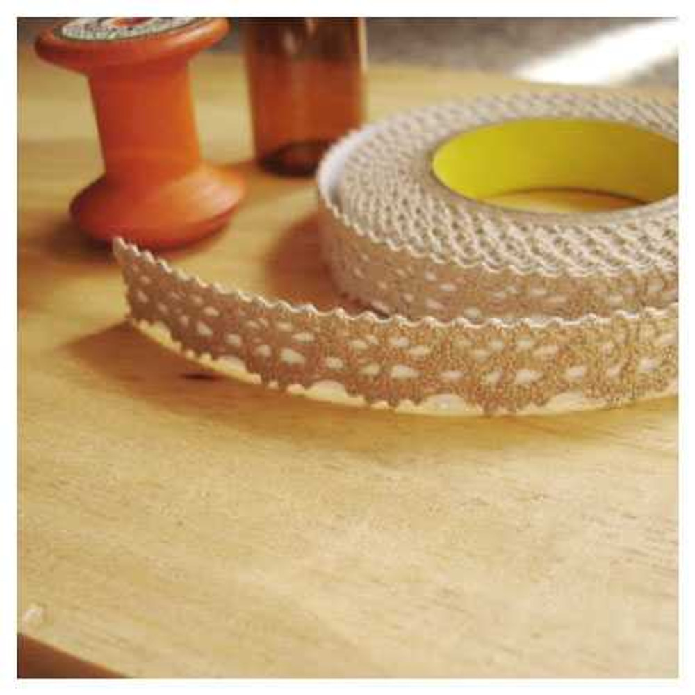 Adhesive Deco fabric lace rolltape - brown