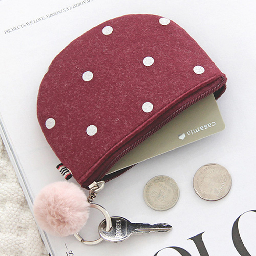 Pink Heart Keychain Zipper Pouch