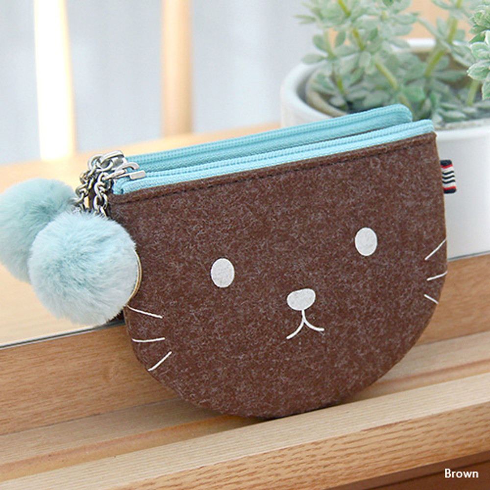 Indigo The Basic portable felt coin zipper pouch case ver.5