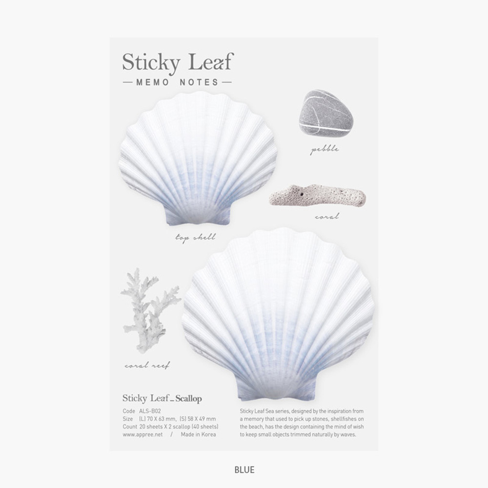 Blue - Appree Scallop sticky memo notes Medium