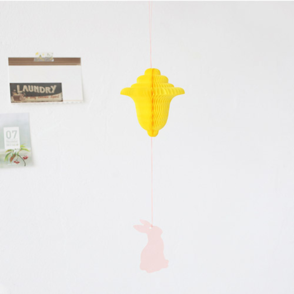 Yellow - Paper mobile card with envelope set - Spring rabbit
