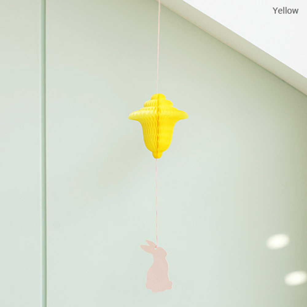 Yellow - Paper mobile card with envelope set - Spring rabbit