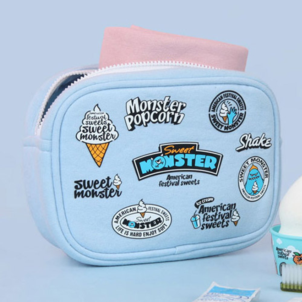 Stamp - Antenna shop Monster square large zipper pouch 