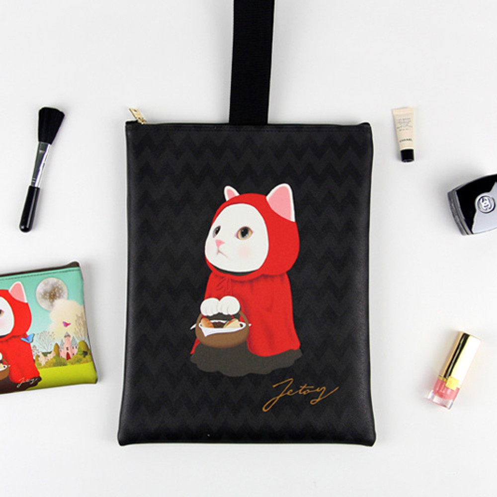 Red hood - Choo Choo cat cori zipper tote bag